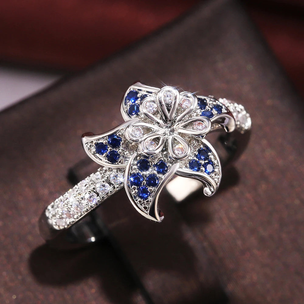 luckacco fashion trendy jewelry s925 rings for women cubic zirconia charms bridal wedding engagement white gold color ring drop shipping