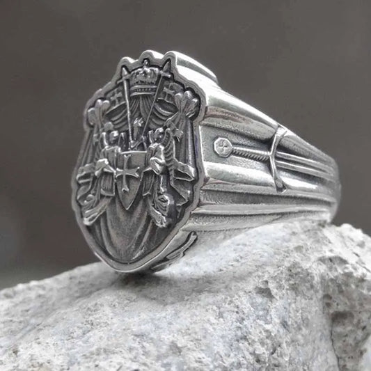 Luckacco Knights Templar Ring from 316LStainless Steel with Red Cross Ring For Man Punk Rock Jewelry Freeshipping Party GiftOSR960