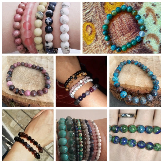 Luckacco Handmade Natural Stone African Stone Beads Bracelet Men Yoga Mala Jewelry Green Moss Agates Beaded Bracelet for Women Men