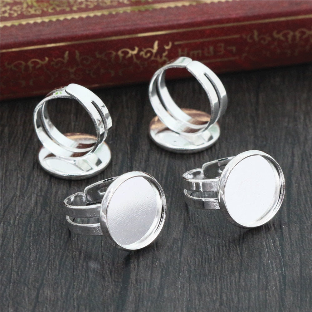 8mm 10mm 12mm 10pcs Children Silver Plated Brass Adjustable Ring Settings Blank/Base,Fit 8-12mm Glass Cabochons - luckacco