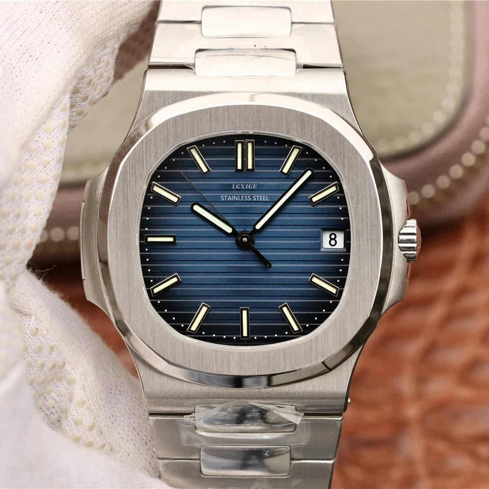 luckacco lgxige top luxury brand japan quartz watches men stainless steel military watch causal fashion business clock male wristwatch