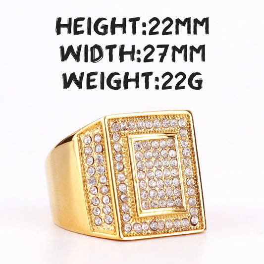 Luckacco Luxury Rhinestone Stainless Steel Mens Rings Simple Trendy For Male Boyfriend Biker Jewelry Creativity Gift
