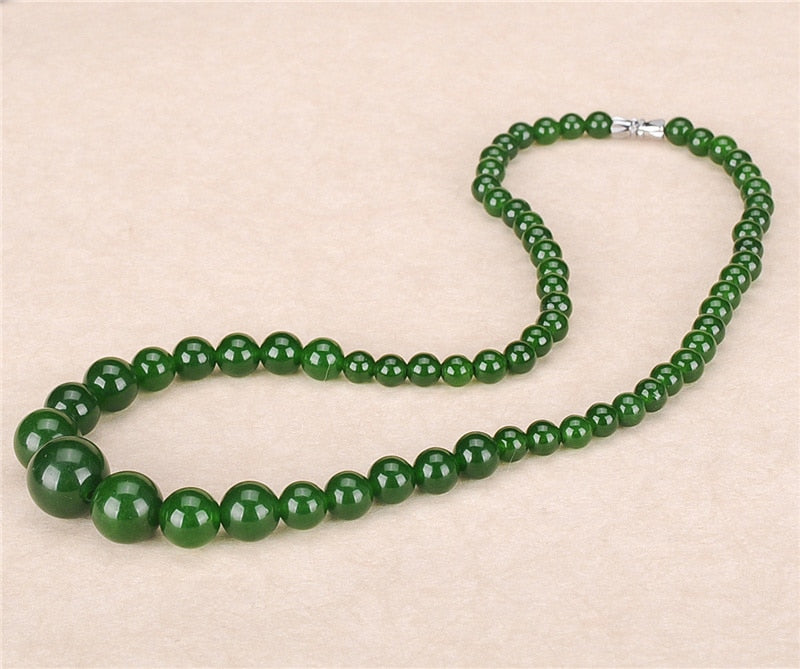 Genuine Natural Green 6-14mm Beads Necklace Jadeite Jewelry Fashion Charm Accessories Lucky Amulet Gifts for Women Her Men - luckacco