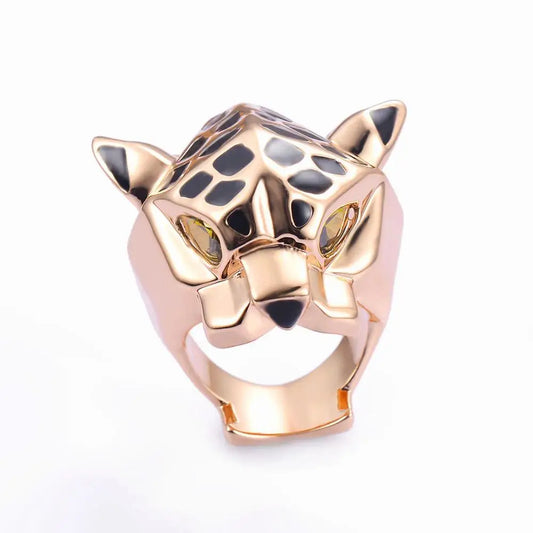 Luckacco High Quality Leopard Man Woman Cocktail Statement Ring Green Zircon Eyes Jewelry Dropship Size 6/7/8/9