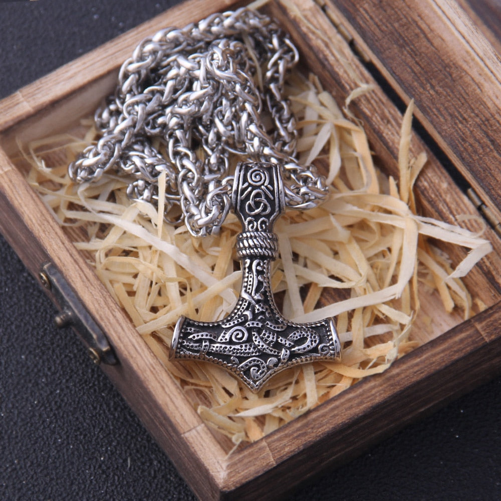 Never Fade thor's hammer mjolnir pendant necklace viking scandinavian norse viking necklace Men Stainless Steel gift - luckacco