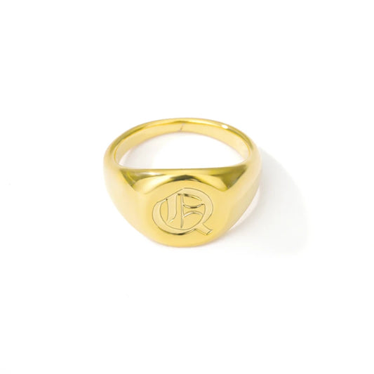 Luckacco Gothic A-Z Initial Signet Rings For Women Men Wedding Statement Anillos Best Friend Party Gift Jewelry