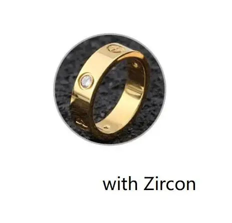 luckacco trendy stainless steel rose gold color love ring for women men couple cz crystal rings luxury brand jewelry wedding gift