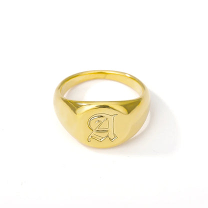 Luckacco Gothic A-Z Initial Signet Rings For Women Men Wedding Statement Anillos Best Friend Party Gift Jewelry