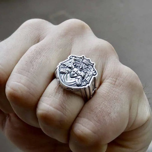 Luckacco Knights Templar Ring from 316LStainless Steel with Red Cross Ring For Man Punk Rock Jewelry Freeshipping Party GiftOSR960