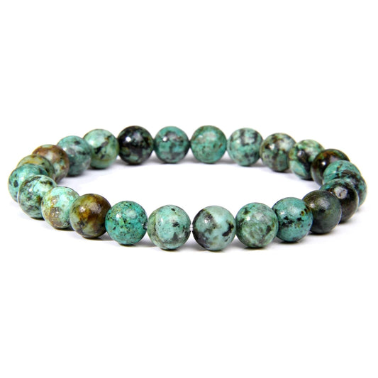 Luckacco Handmade Natural Stone African Stone Beads Bracelet Men Yoga Mala Jewelry Green Moss Agates Beaded Bracelet for Women Men