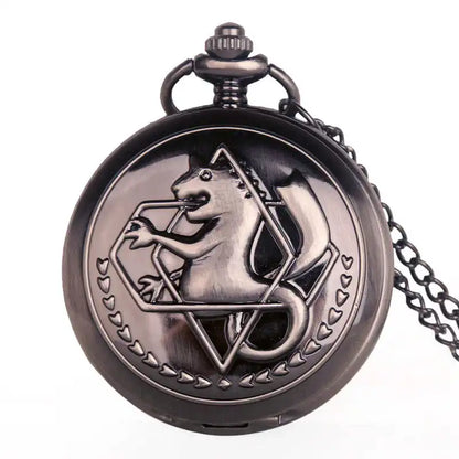 Luckacco Antique FullMetal Alchemist Edward Elric Cosplay Quartz Pocket Watch with Pendant Necklace Men Women Fob Watch