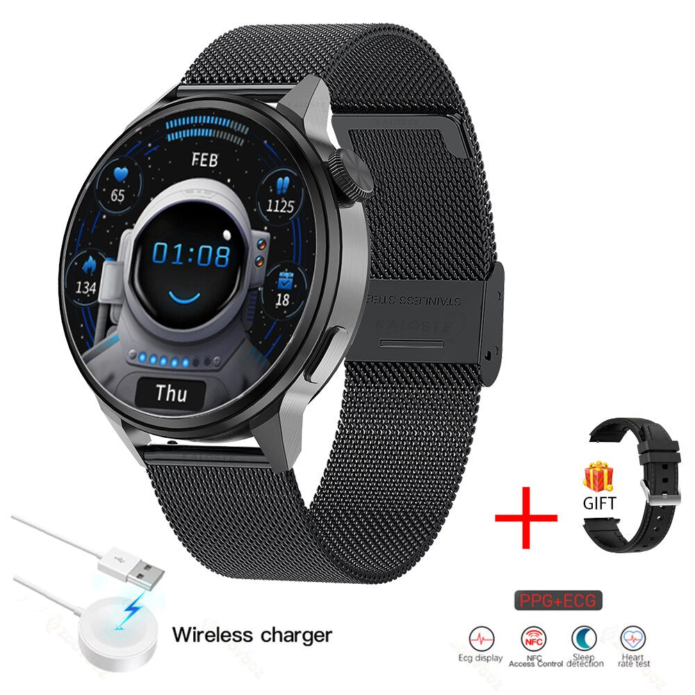 2022 NFC Smart Watch Women 390*390 Screen GPS Movement Track Sport Watches Women Wireless Charging Bluetooth Call ECG Smartwatch - luckacco
