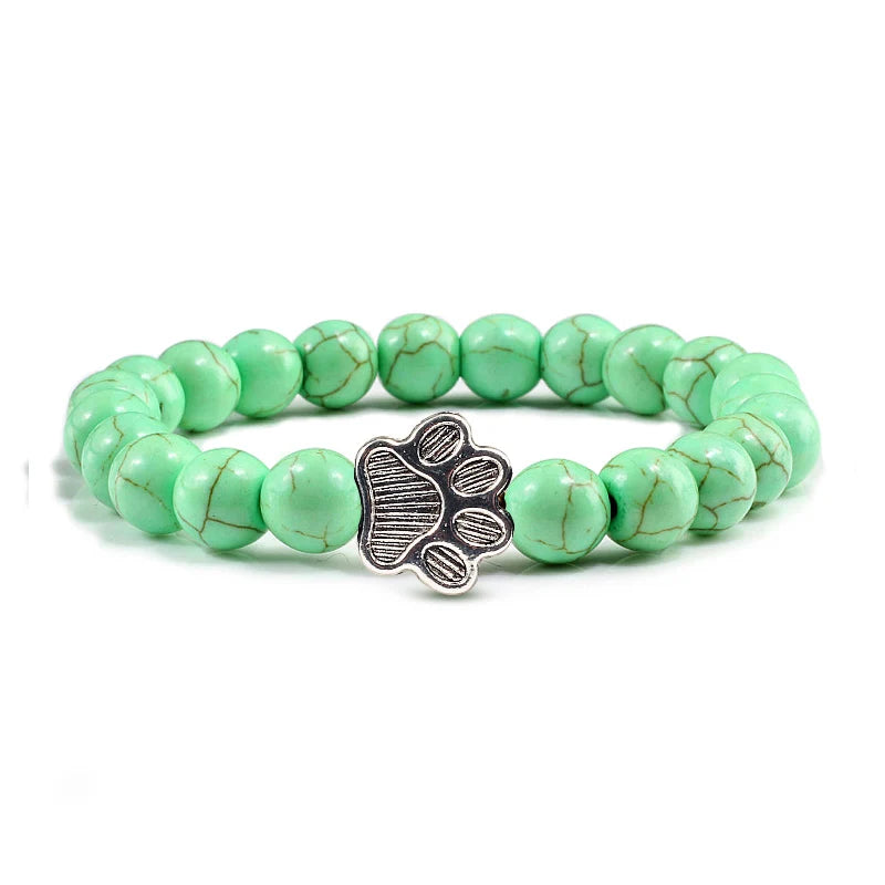 luckacco men natural black lava stone bracelet cat paw blue pine beaded bracelets bangles energy women yoga fashion couple jewelry gifts