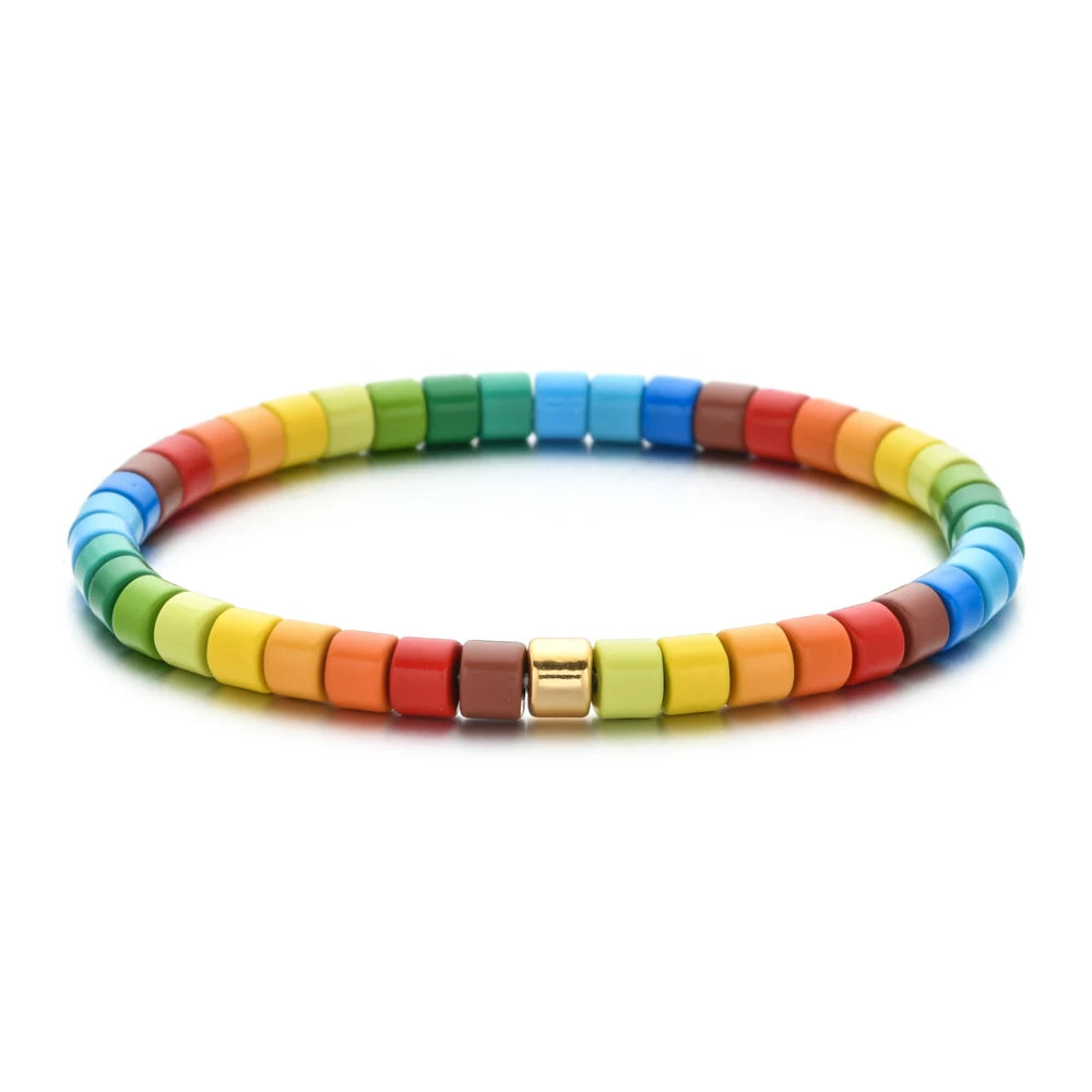 luckacco boho bohemian handmade charm summer new gold color bracelet tile beads friendship bracelet women gifts unisex fashion jewelry