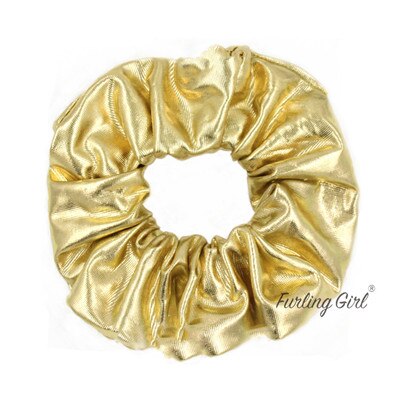Furling Girl 1 PC Faux Leather Shiny Hair Scrunchies Hair Ties Ponytail Holder for Women Hair Accessories Elastic Hair Bands - luckacco