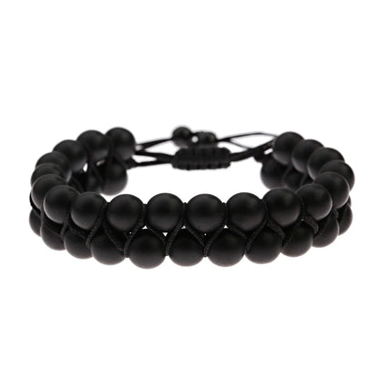 Luckacco Fashion Men Tiger Eye Natutal Stone Beaded Braided Bracelet Bangles Handmade Double Layer Lapis Lazuli Bracelets Hommes