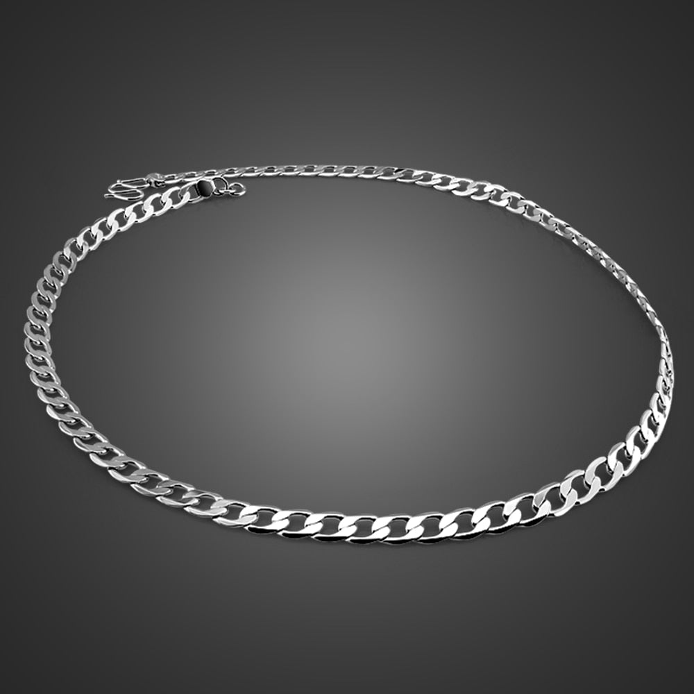 925 Sterling Silver Necklace Men's-Classic Cuban Chain-Rolo Chain-51cm Length-Solid Silver Necklace-Men's Jewellery - luckacco