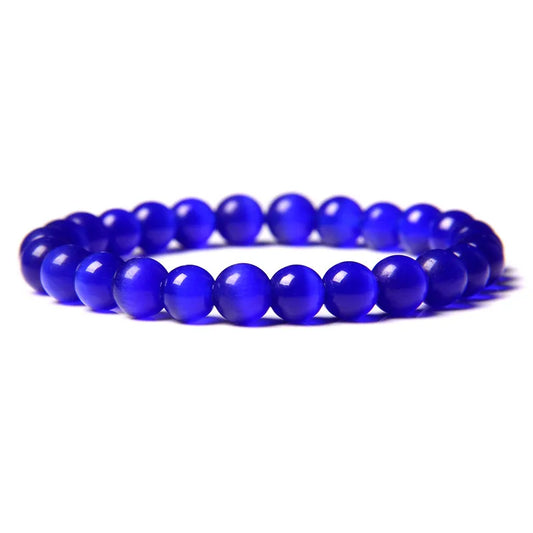 Luckacco 8mm Cat Eye Stone Beads Bracelet Fashion Natural Stone Cute Pink Chromatic Bead Bracelet Bangle for Women Jewelry Gifts Pulseira