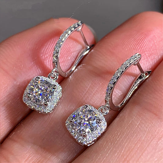 Luckacco daily picks New Trendy Square Shape Drop Earrings Brilliant Bridal Engagement Wedding Jewelry Elegant Female Dangle Earring Nice Gift