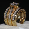 Luckacco 2025 Luxury Rhinestones Zircon Rings Set For Women Accessories Anniversary Party Gift Fashion Women Rings