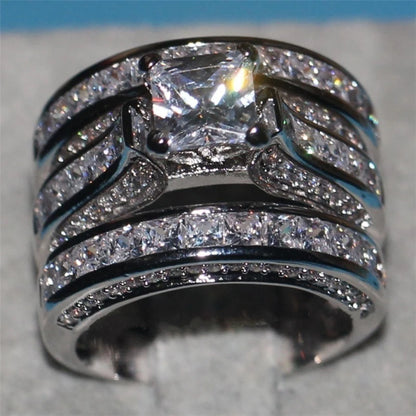 Luckacco 2025 Luxury Rhinestones Zircon Rings Set For Women Accessories Anniversary Party Gift Fashion Women Rings