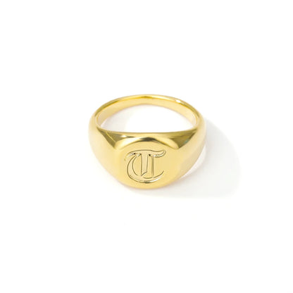 Luckacco Gothic A-Z Initial Signet Rings For Women Men Wedding Statement Anillos Best Friend Party Gift Jewelry