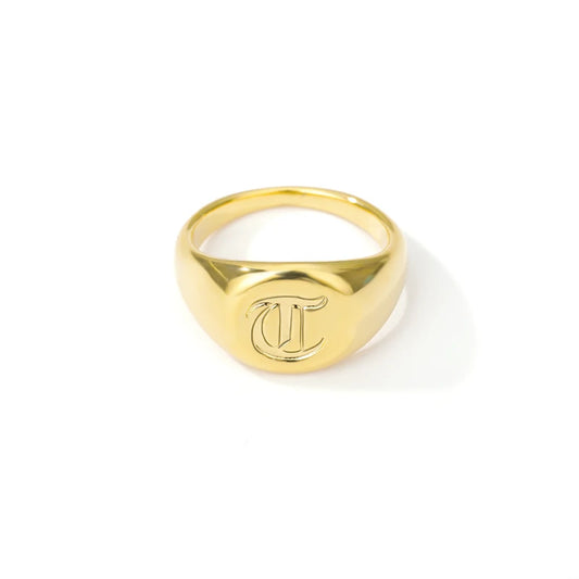 Luckacco Gothic A-Z Initial Signet Rings For Women Men Wedding Statement Anillos Best Friend Party Gift Jewelry