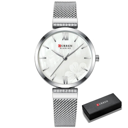 Luckacco Golden Wristwatch Mesh Ladies Watches Luxury Brand CURREN Elegant Simple Quartz Watch Women's Bracelet Clock Female Reloj mujer