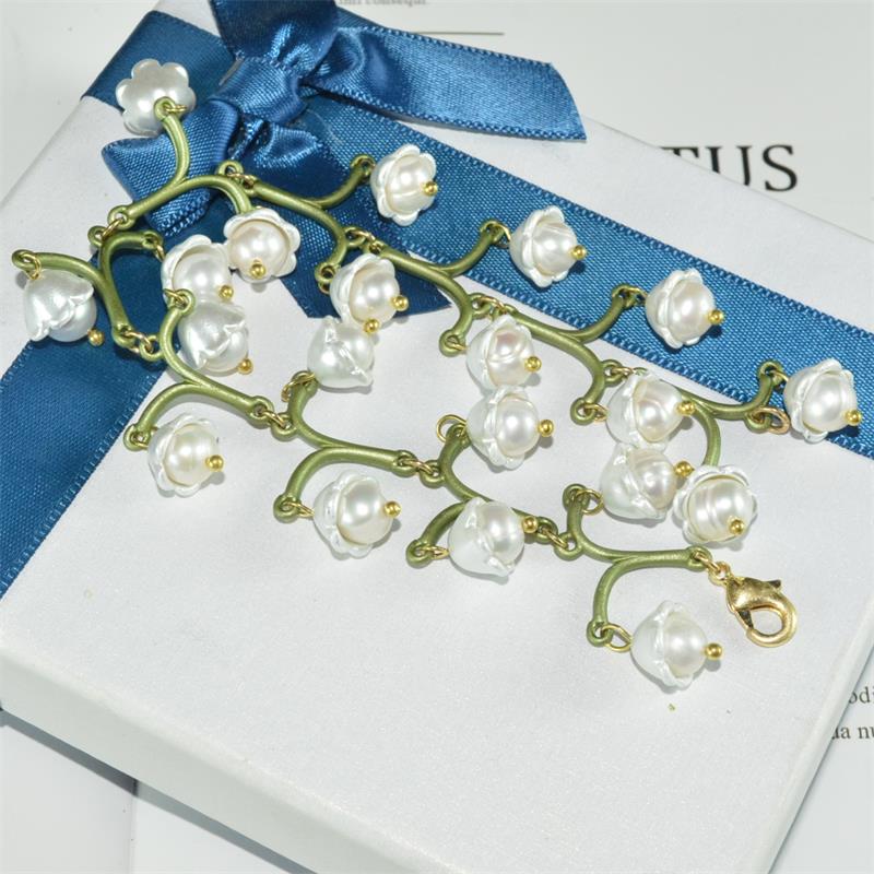 Mori lily of the valley Baroque fresh water pearl bracelet palace cool wind light luxury simple Bracelet accessories - luckacco