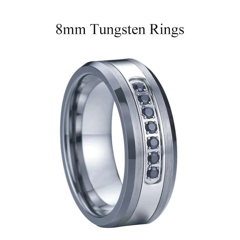 luckacco men's damascus ring tungsten fashion jewelry unique high quality handmade wedding bands couples rings for men male boys