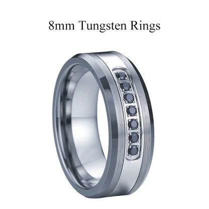 Luckacco Men's Damascus Ring Tungsten Fashion Jewelry Unique High Quality Handmade Wedding Bands Couples Rings For Men Male Boys