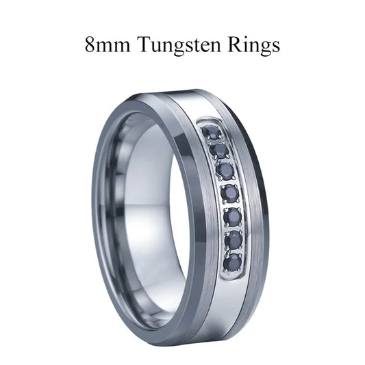 Luckacco Men's Damascus Ring Tungsten Fashion Jewelry Unique High Quality Handmade Wedding Bands Couples Rings For Men Male Boys