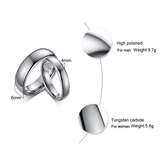 Luckacco Vnox Anti Scratch Tungsten Wedding Rings for Women Men Simple Classic Wedding Bands for Couples Basic Jewelry