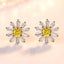 Trendy Female Yellow Round Crystal Earring Charm Silver Color Small Stud Earrings Luxury Sun Flower Wedding Earrings For Women - luckacco