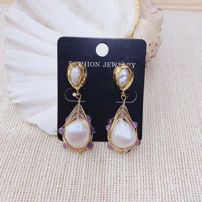 Luxury Pearl Earring Copper Wire Hand-wound Crystal Geometric personality Charm Dangle of Earring 3pairs  Mix Color 2019 New - luckacco