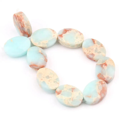 Luckacco Natural Faceted Turquoises Agates Jades Snakeskin Jaspers Stone Oval Round Shape Bead For Jewelry Making DIY Bracelet Accessorie