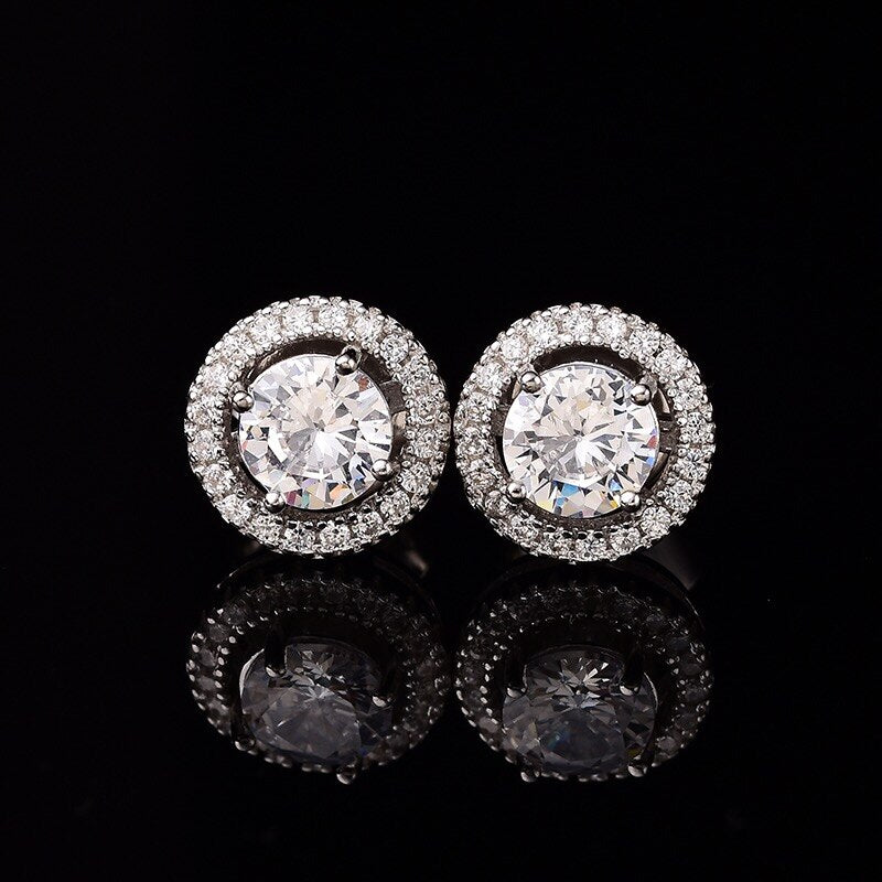 Poetry Of Jew Store Round Moissanite Cut Total 1.00ct Diamond Test Passed Moissanite Silver Earring Jewelry Girlfriend Gift - luckacco