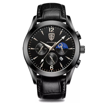 Luckacco POEDAGAR Men Watch New Top Brand Luxury Waterproof Luminous Sport Wristwatch Quartz Military Genuine Leather Relogio Masculino