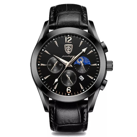 Luckacco POEDAGAR Men Watch New Top Brand Luxury Waterproof Luminous Sport Wristwatch Quartz Military Genuine Leather Relogio Masculino