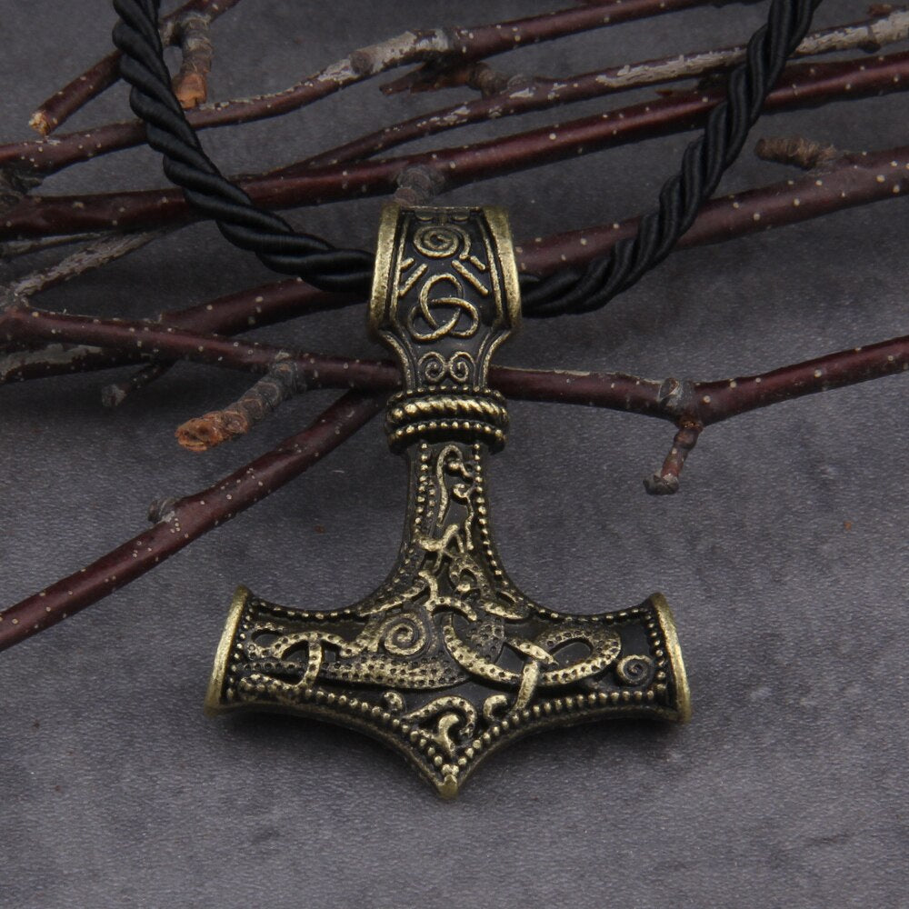 dropshipping 1pcs thor's hammer mjolnir pendant necklace viking scandinavian norse viking necklace as men gift - luckacco