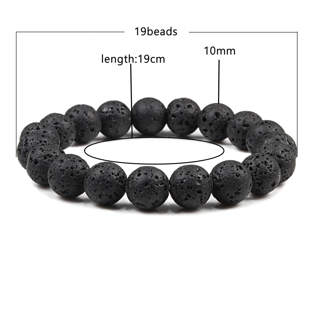 luckacco 10mm tiger eye natural stone beads bracelet 3 size buddha lava round beads elasticity rope bracelets for men yoga handmade jewel