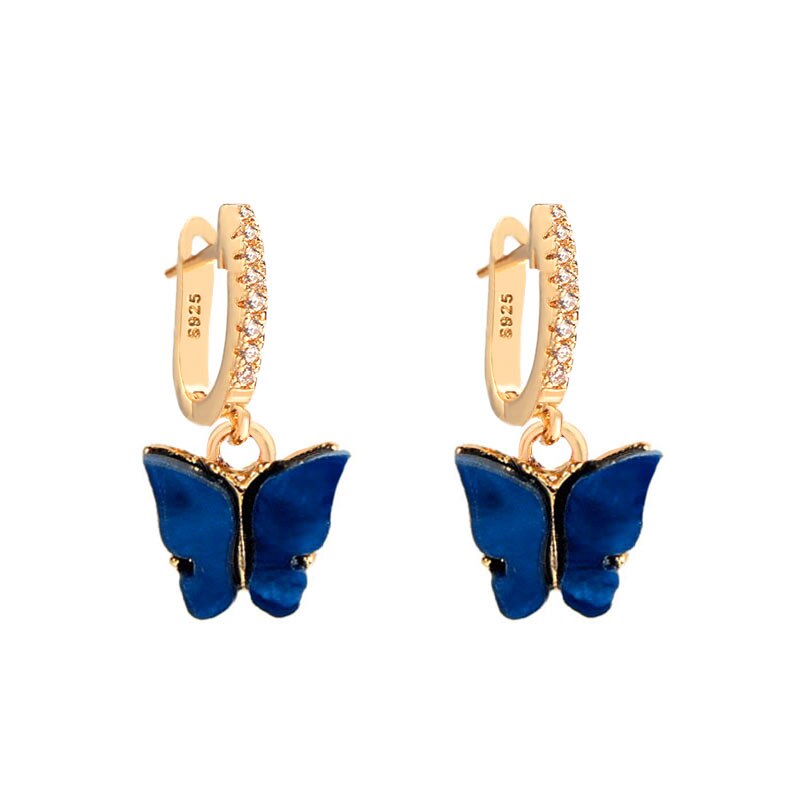 Flatfoosie Fashion CZ Cherry Butterfly Drop Earrings For Women Multicolor Heart Geometric Crystal Earring Wedding Jewelry Gifts - luckacco