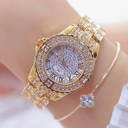 Luckacco Women Watches Diamond Gold Watch Ladies Wrist Watches Luxury Brand Rhinestone Women's Bracelet Watches Female Relogio Feminino