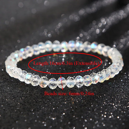 Luckacco New Artificial Austria Crystal Bracelet Fashion Shiny Stone Beads Elasticity Rope Strand Bracelets for Women Jewelry