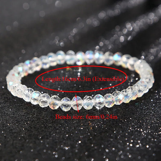 Luckacco New Artificial Austria Crystal Bracelet Fashion Shiny Stone Beads Elasticity Rope Strand Bracelets for Women Jewelry