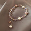 Korean hot fashion jewelry sweet pink crystal beads freshwater pearl bracelet elegant student women's daily all-match bracelet - luckacco