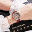 2023 Women Rhinestone Watches Lady Rotation Dress Watch brand Real Leather Band Big Dial Bracelet Wristwatch Crystal Watch - luckacco