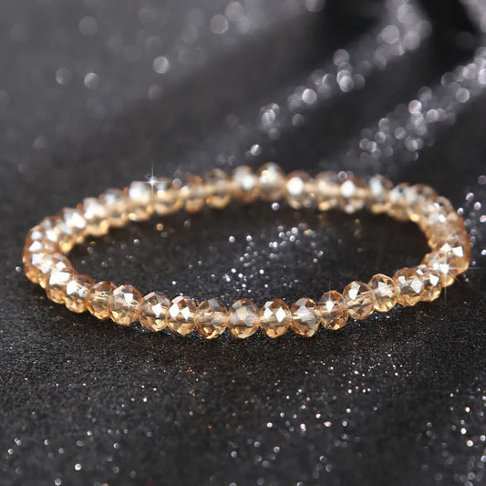 Luckacco New Artificial Austria Crystal Bracelet Fashion Shiny Stone Beads Elasticity Rope Strand Bracelets for Women Jewelry