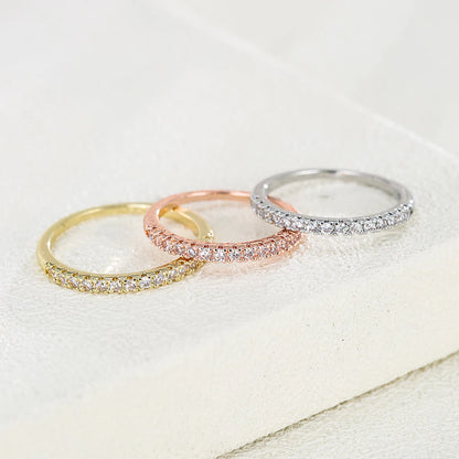 Luckacco Emmaya New Arrival Shiny Thin Ring With Tiny And Cute AAA Zirconia Three Colors Choice For Female Modern Style Party Fine Gift