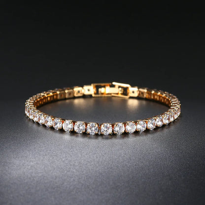 Luckacco 4mm Cubic Zirconia Tennis Bracelet Iced Out Chain Bracelets For Women Men Gold Silver Color Men Bracelet CZ Chain Homme Jewelry
